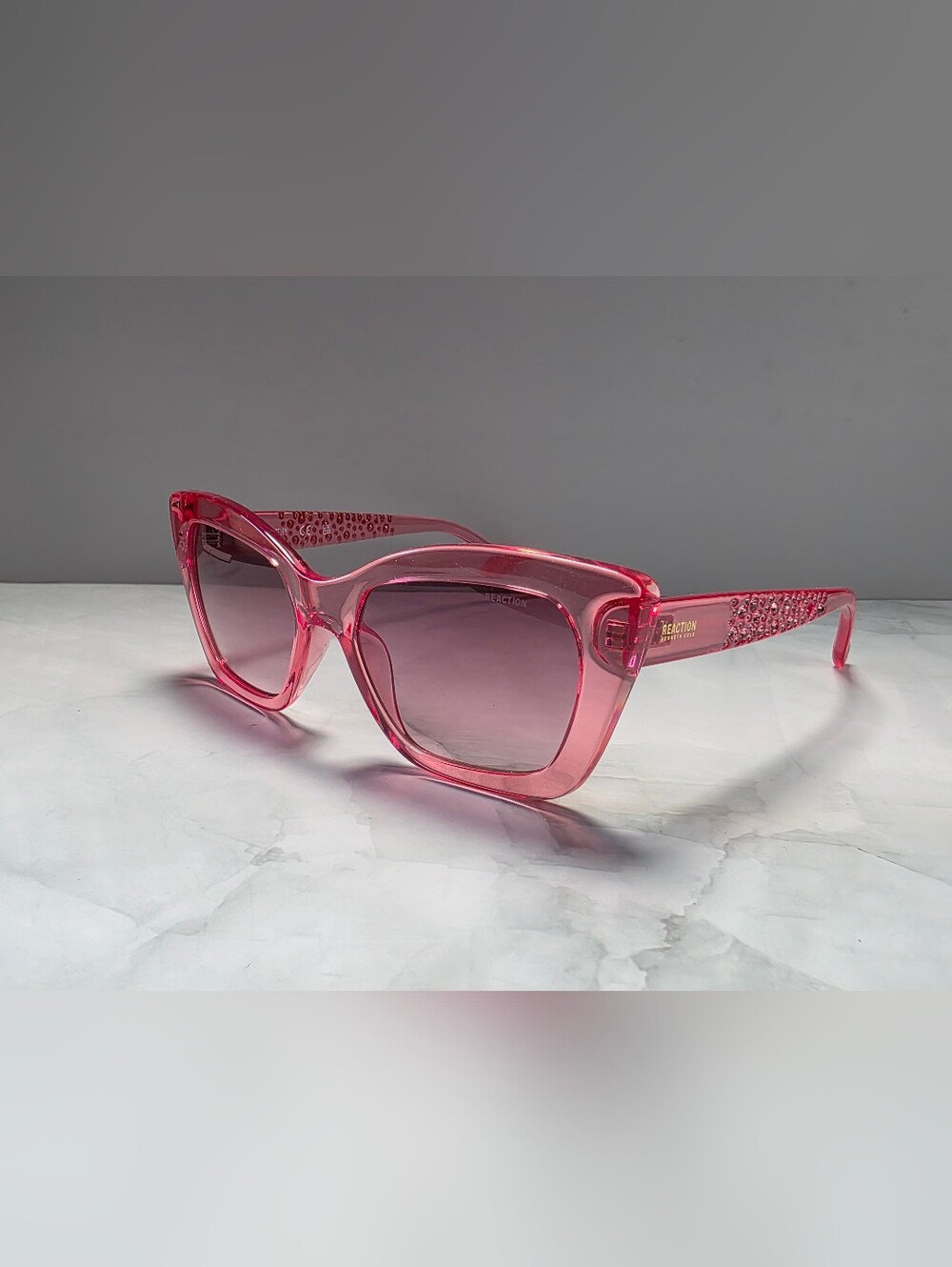 Kenneth Cole Reaction Pink Rhinestone Cat Eye Sunglasses